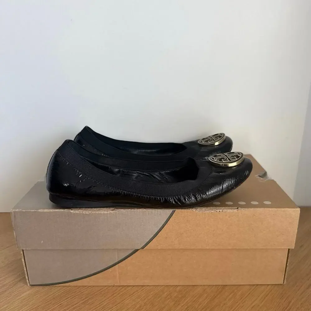Tory Burch Black/Gold Women Ballet Flats - SZ 8.5